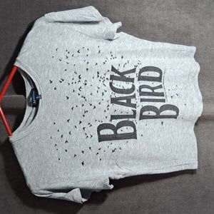 Bluheaven The Beatles Song Blackbird Grey Black Cropped Graphic Tee G S